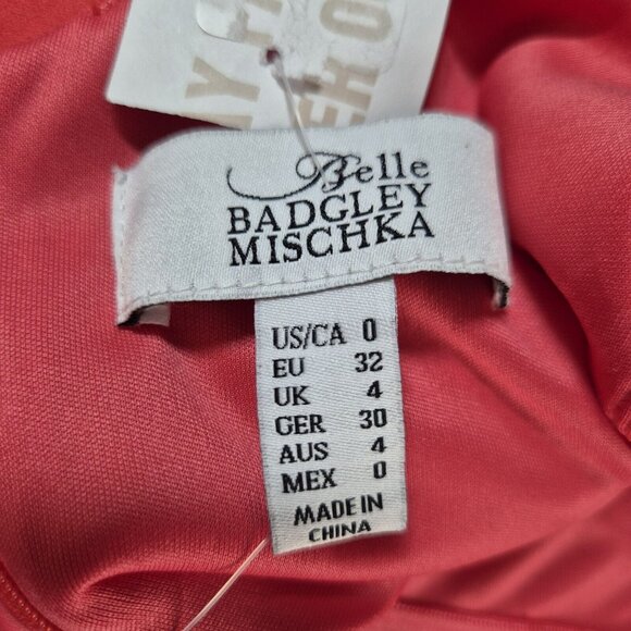 Belle Badgley Mischka Raya Dress Size 0 Draped One Shoulder Gown Coral Pink (02) - Picture 9 of 10